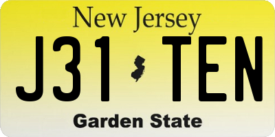 NJ license plate J31TEN