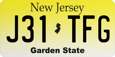 NJ license plate J31TFG