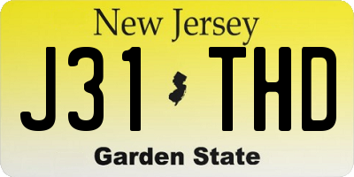 NJ license plate J31THD