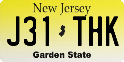 NJ license plate J31THK