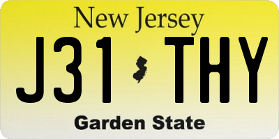 NJ license plate J31THY