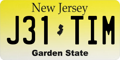 NJ license plate J31TIM