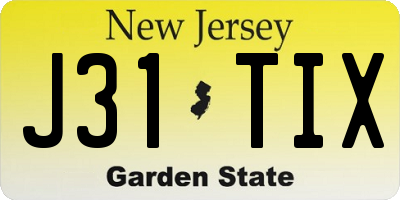 NJ license plate J31TIX