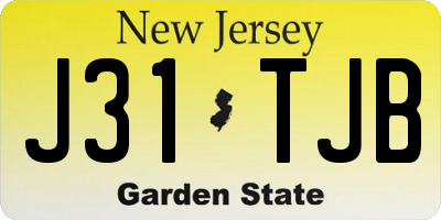 NJ license plate J31TJB