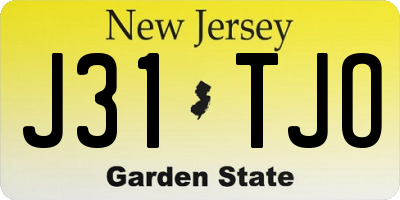 NJ license plate J31TJO