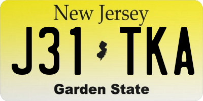 NJ license plate J31TKA