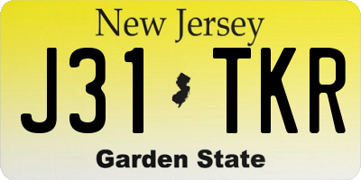 NJ license plate J31TKR