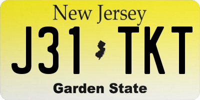 NJ license plate J31TKT