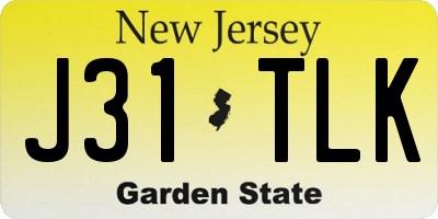 NJ license plate J31TLK