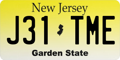 NJ license plate J31TME