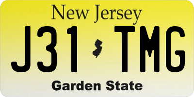 NJ license plate J31TMG