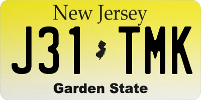 NJ license plate J31TMK