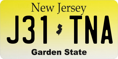NJ license plate J31TNA