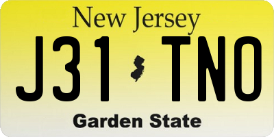 NJ license plate J31TNO