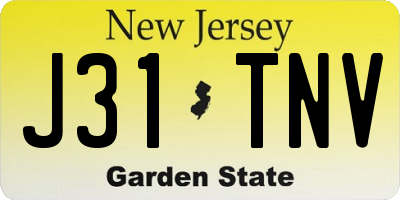 NJ license plate J31TNV