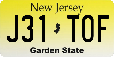 NJ license plate J31TOF