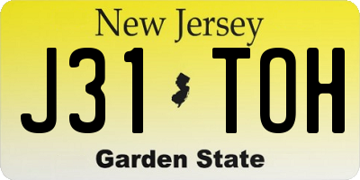 NJ license plate J31TOH
