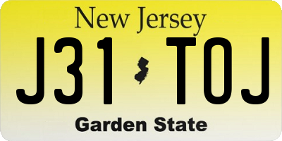 NJ license plate J31TOJ