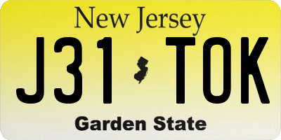 NJ license plate J31TOK