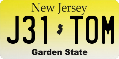 NJ license plate J31TOM