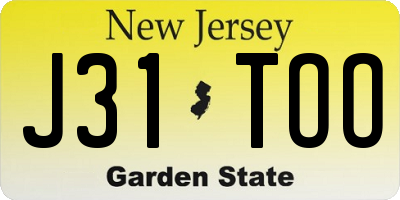 NJ license plate J31TOO