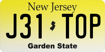 NJ license plate J31TOP