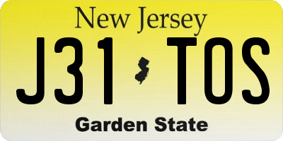 NJ license plate J31TOS
