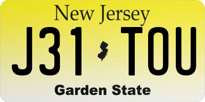 NJ license plate J31TOU