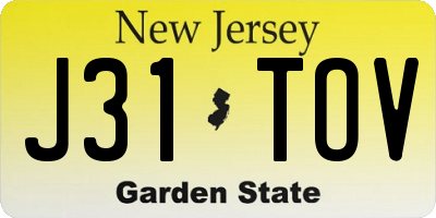 NJ license plate J31TOV
