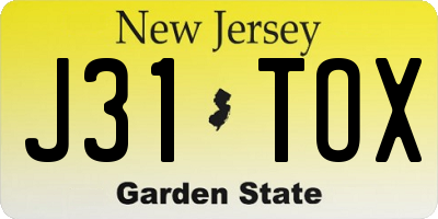 NJ license plate J31TOX