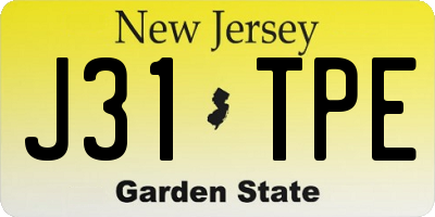 NJ license plate J31TPE