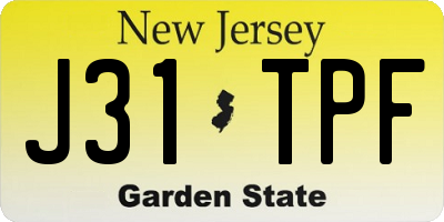 NJ license plate J31TPF