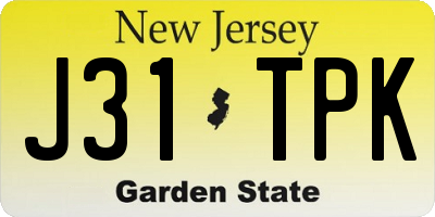 NJ license plate J31TPK