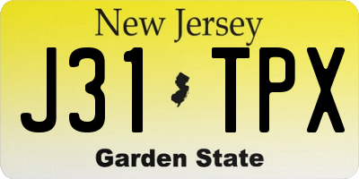 NJ license plate J31TPX