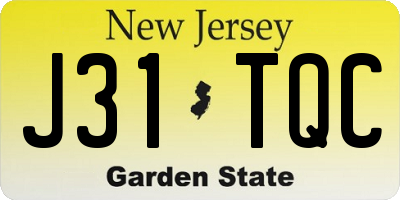 NJ license plate J31TQC