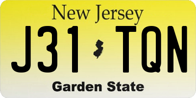NJ license plate J31TQN