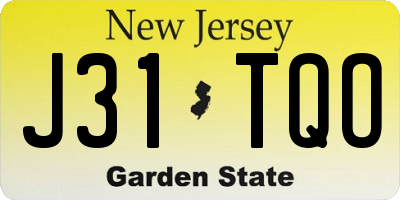 NJ license plate J31TQO