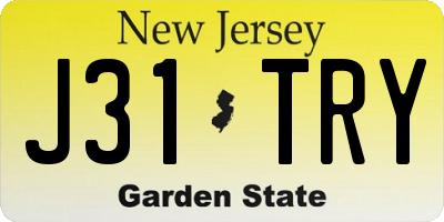 NJ license plate J31TRY