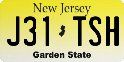 NJ license plate J31TSH