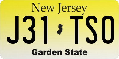 NJ license plate J31TSO