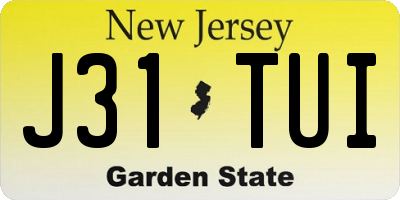 NJ license plate J31TUI