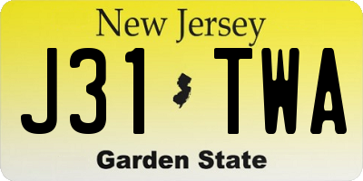 NJ license plate J31TWA