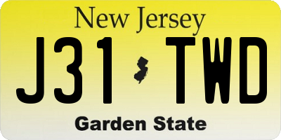 NJ license plate J31TWD