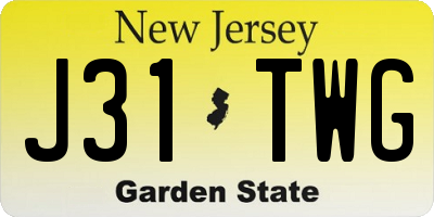 NJ license plate J31TWG