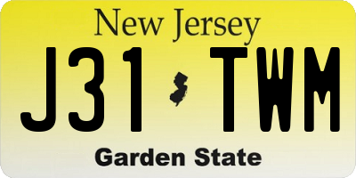 NJ license plate J31TWM