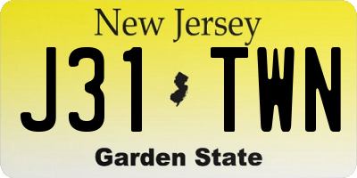NJ license plate J31TWN