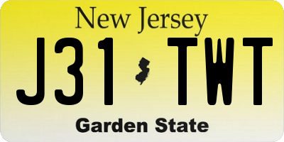 NJ license plate J31TWT