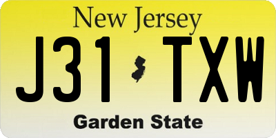 NJ license plate J31TXW
