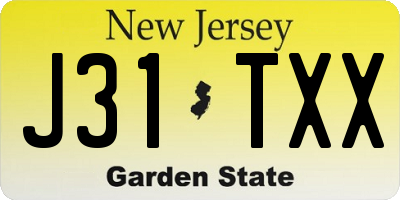 NJ license plate J31TXX