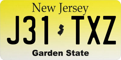 NJ license plate J31TXZ